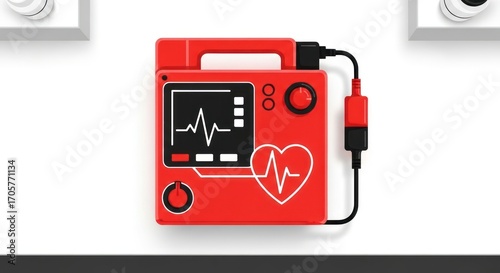 Defibrillator with Heartbeat Graphic