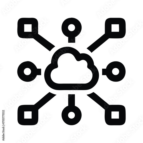 Decentralized Cloud Network Icon – Blockchain Storage Vector Illustration