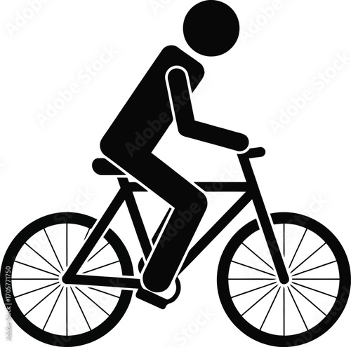Silhouette of a Person Riding a Bicycle on transparent background