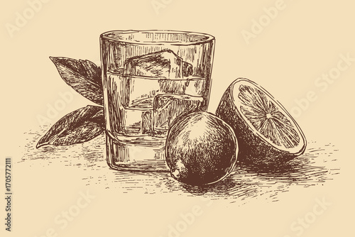 Tequila glass illustration in a vintage style. This vector illustration can be used in any size you like for advertising, logos, and other work.