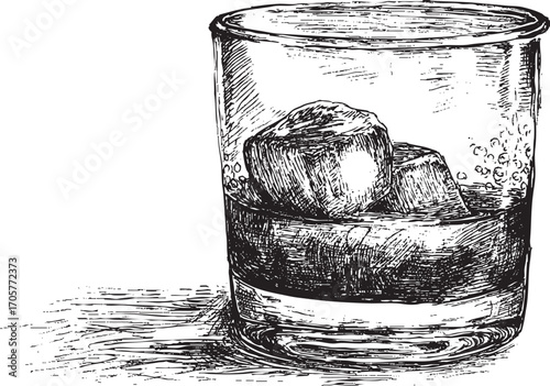 Whiskey glass illustration on a white background. This vector illustration can be used in any size you like for advertising, logos, and other work.