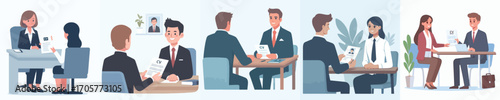 vector of an applicant submitting a CV for an interview session