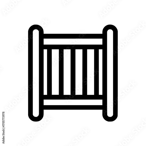 Baby crib vector icon illustration for nursery furniture and infant bed design element for newborn safety needs