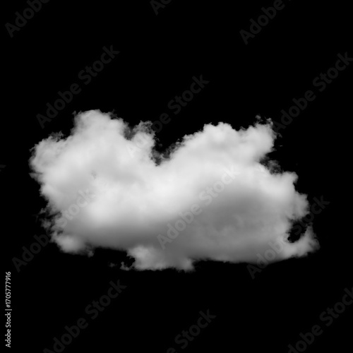 Realistic White Cloud Isolated on Black Background