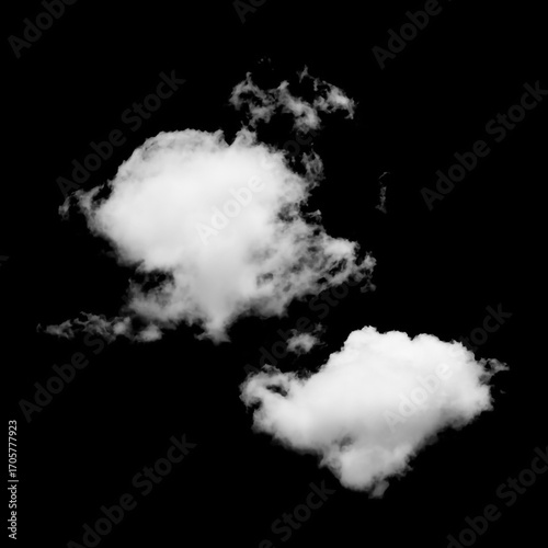Realistic White Cloud Isolated on Black Background