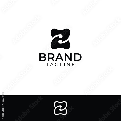 Letter Z Infinity Knot Dentist Logo, Z Teeth Gum Logo with black and white background. 