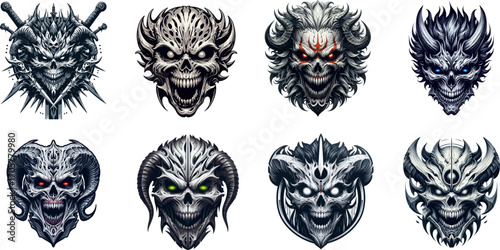 Evil skull mascot logo design for gaming and esports teams.
