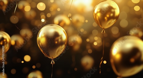 Festive Golden Balloons Create a Cheerful Atmosphere for Celebration and Joy ...