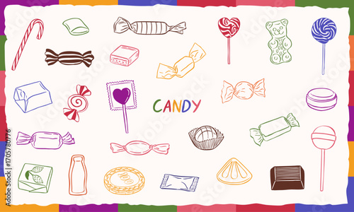 candy doodle hand drawn sketch illustration - vector collection