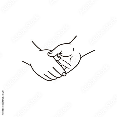 Line art illustration of hands in the Shankh Mudra a sacred yoga and meditation gesture.