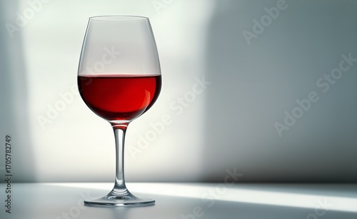 Elegant Wine Glass With Red Wine Casting a Shadow on a Light Background in a ...