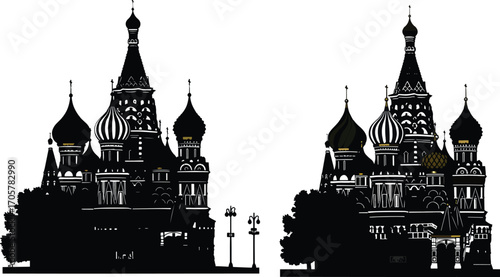 Saint Basils Cathedral Moscow silhouette for vector stock