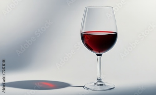 Elegant Wine Glass With Red Wine Casting a Shadow on a Light Background in a ...
