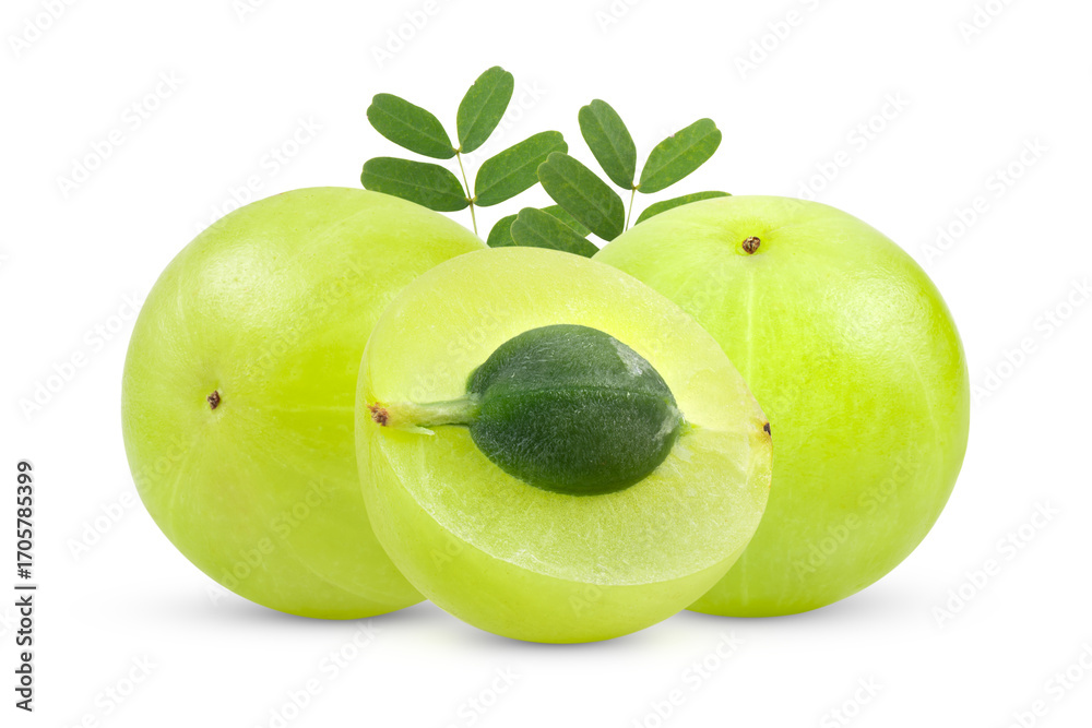 Obraz premium Fresh Indian gooseberries on transparent png ( Image from camera)