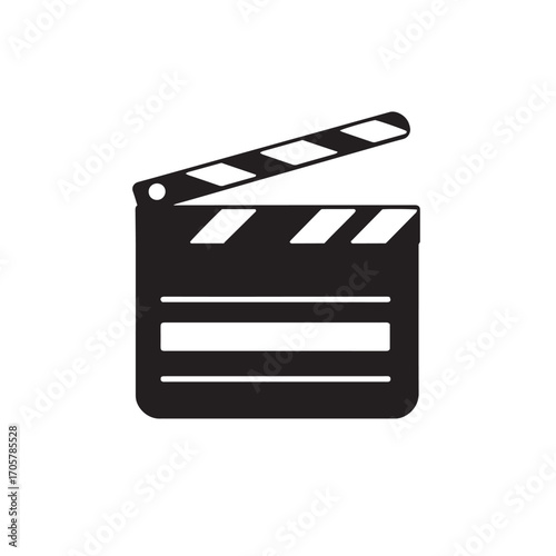 Movie clapper board icon vector design concept black on white background.