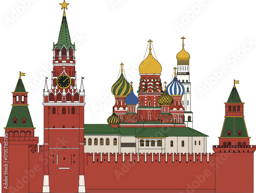 Moscow Kremlin Saint Basil's Cathedral silhouettes for vector stock