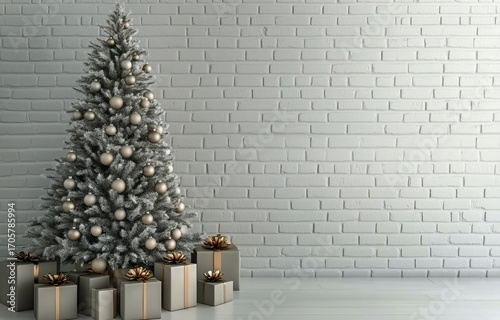Decorative Christmas Tree With Presents in a Stylish Indoor Setting.