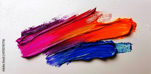 Colorful Paint Strokes Create Abstract Art on Canvas During Midday Creative S...