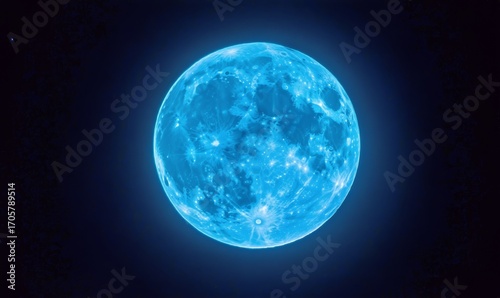 Bright Blue Moon Illuminates the Night Sky and Captivates Viewers in Stunning...