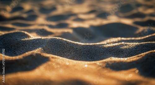 Soft Waves Gently Wash Over Golden Sand at Sunset on a Tranquil Beach.