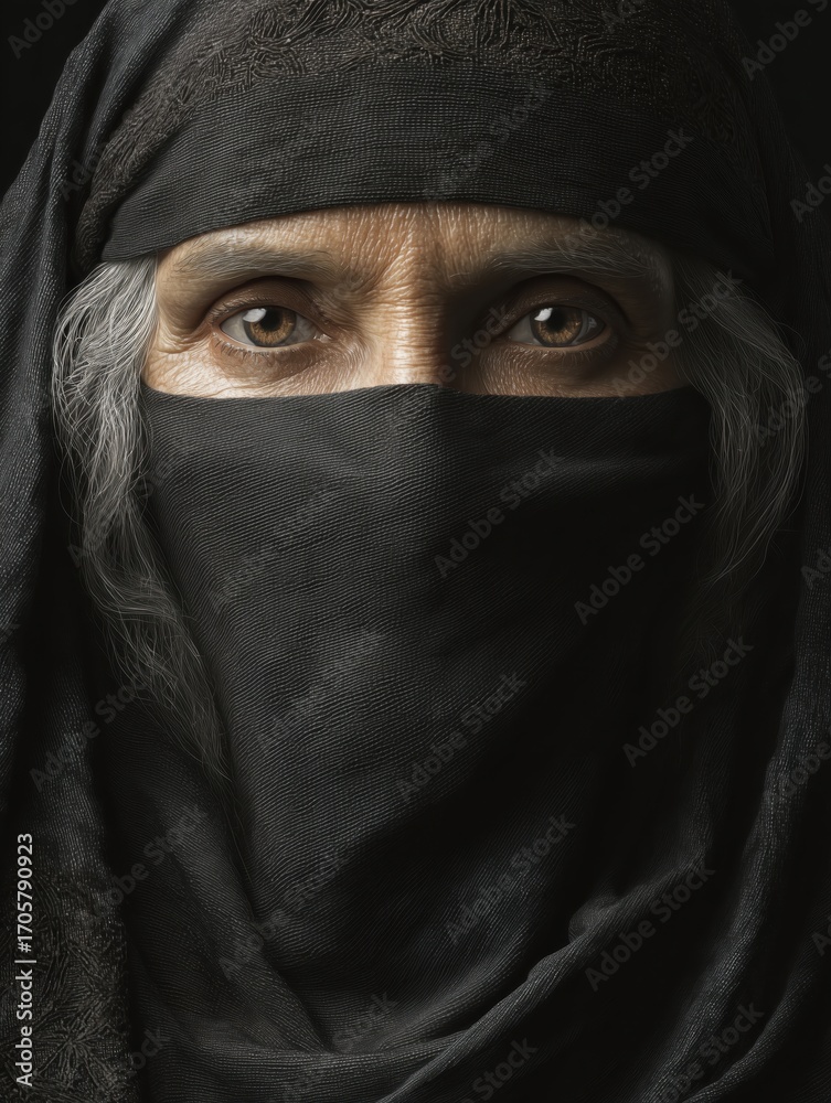 Naklejka premium Photorealistic close-up portrait of an elderly woman, generative ai illustration