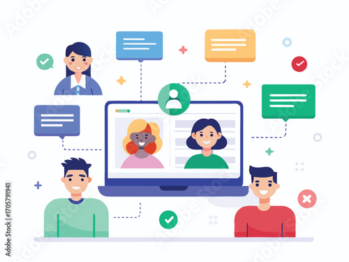 Team collaboration through online chat and video conferencing for remote work success