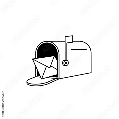 Mailbox Icon with Incoming Letter Outline