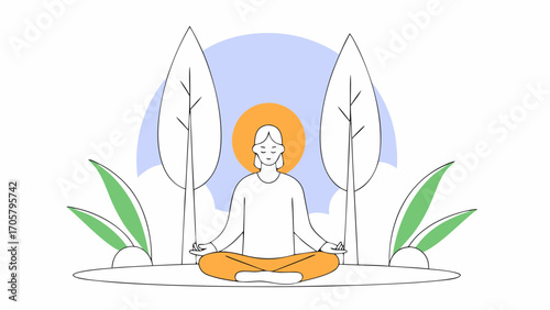 Cultivating mindfulness and tranquility for improved Mental Health, featuring a person in a serene yoga pose outdoors