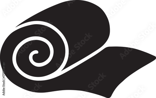 Blanket rolled doodle silhouette icon representing comfort, warmth, rest, and cozy home.