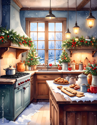 Cozy Christmas Kitchen with Holiday Decor