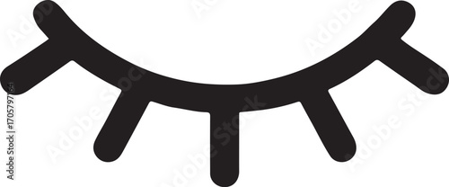 Closed eye icon silhouette representing rest, sleep, relaxation, meditation, and calmness.