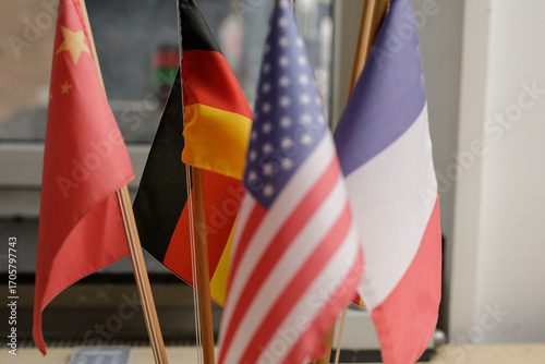 Close-up of miniature flags...
