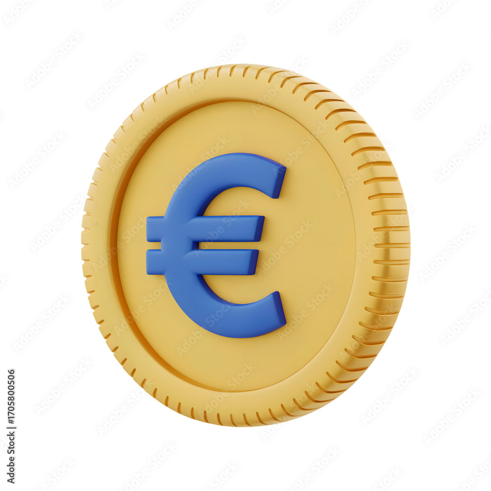 Obraz premium 3d golden Euro coin symbol isolated on white background