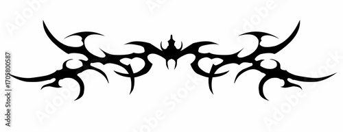 Abstract neo tribal cyber gothic symmetrical shapes vector design for tattoo ideas, streetwear t-shirt print dark apparel 