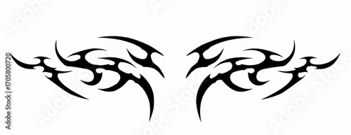 Abstract neo tribal cyber gothic symmetrical shapes vector design for tattoo ideas, streetwear t-shirt print dark apparel 