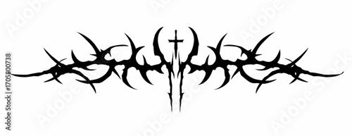 Abstract neo tribal cyber gothic symmetrical shapes vector design for tattoo ideas, streetwear t-shirt print dark apparel 