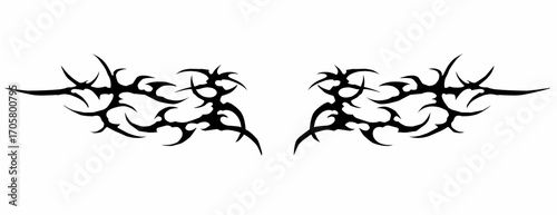 Abstract neo tribal cyber gothic symmetrical shapes vector design for tattoo ideas, streetwear t-shirt print dark apparel 