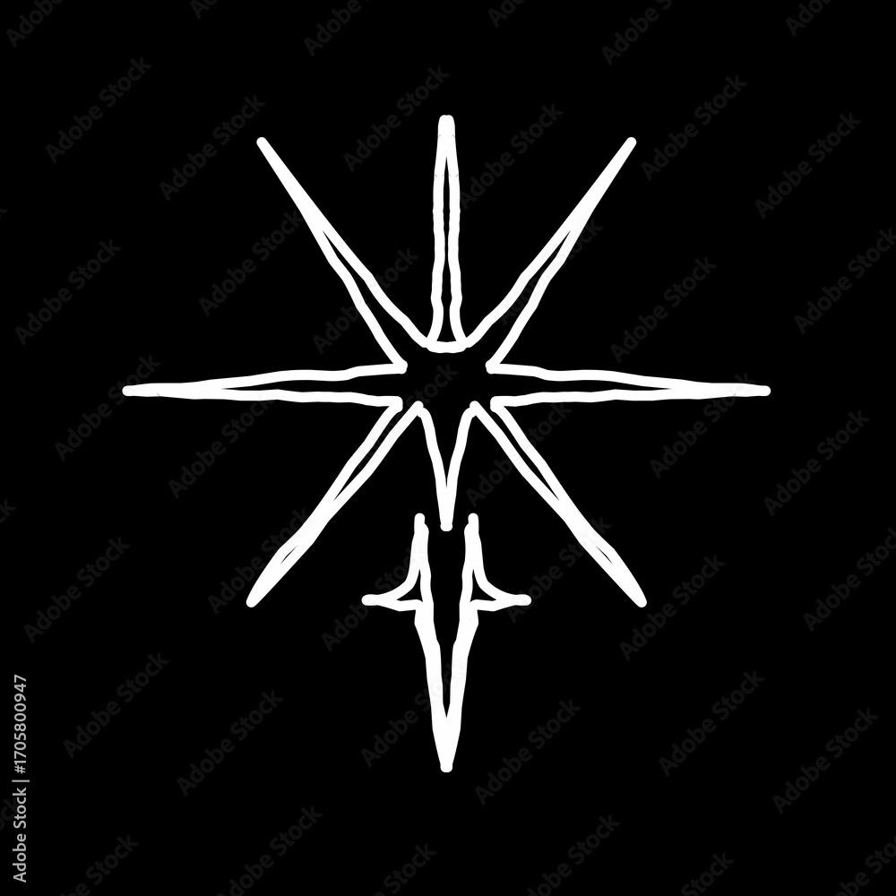 Obraz premium Abstract star shape sigil vector design for metal logo, tattoo, dark symbol print apparel merchandise 