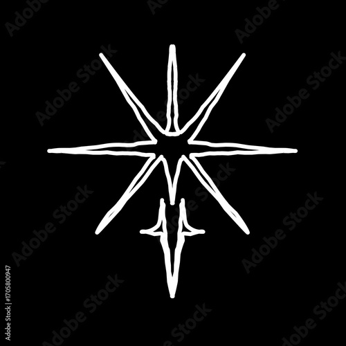 Abstract star shape sigil vector design for metal logo, tattoo, dark symbol print apparel merchandise 