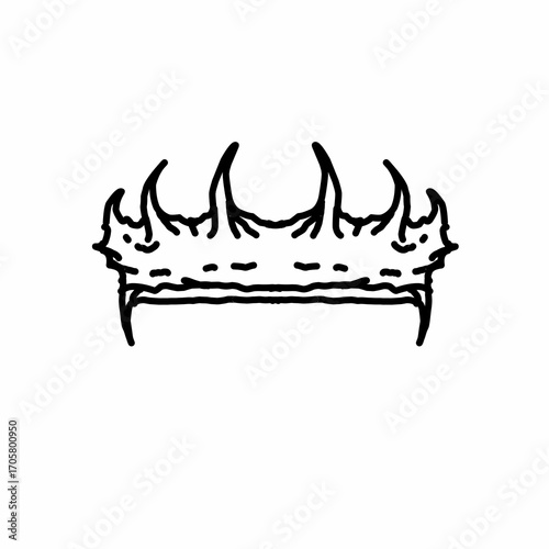 Crown vector with spiked thorns, gothic and dark style, ideal for tattoos, logos, or fantasy artwork
