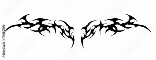 Abstract neo tribal cyber gothic symmetrical shapes vector design for tattoo ideas, streetwear t-shirt print dark apparel 
