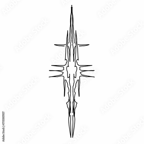 Abstract Tribal vector symbol with sharp symmetrical lines, perfect for tattoos, logos, or abstract design elements
