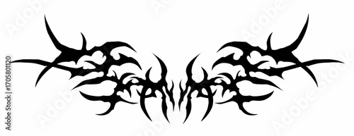 Abstract neo tribal cyber gothic symmetrical shapes vector design for tattoo ideas, streetwear t-shirt print dark apparel 