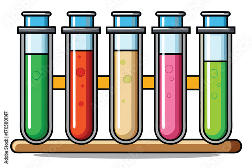 Colorful Test Tubes in a Rack Science and Experimentation