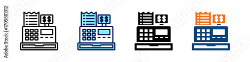 Cash Register All In One Icon Multi Styles Vector Set