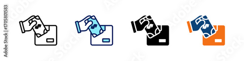 Cash Payment All In One Icon Multi Styles Vector Set