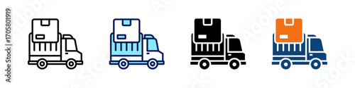 Delivery Truck All In One Icon Multi Styles Vector Set