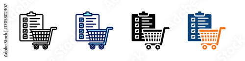 Shopping List All In One Icon Multi Styles Vector Set
