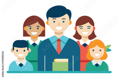Diverse Group of Smiling People Illustration Representing a School or Company Team