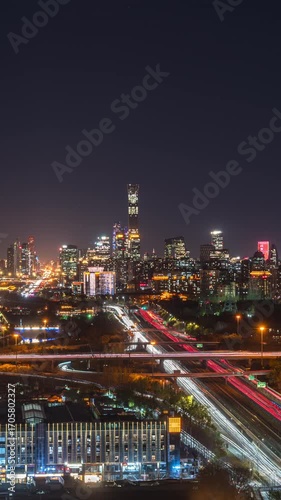 Wallpaper Mural Beijing, China: Nighttime CBD Skyline, Light Trails of Traffic, and Urban Development Torontodigital.ca
